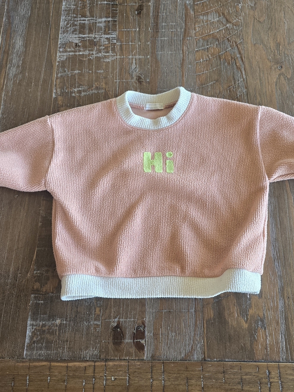 Kids Apricot 'Hi' Pullover Sweatshirt with White Trim